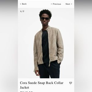 All Saints Cora Suede Jacket. Frosted Taupe, large. Brand New with Tags!!